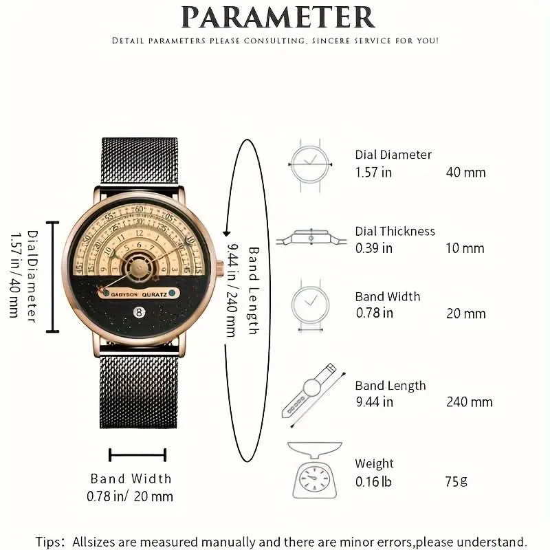 Men’s Stainless Steel Mesh Quartz Watch
