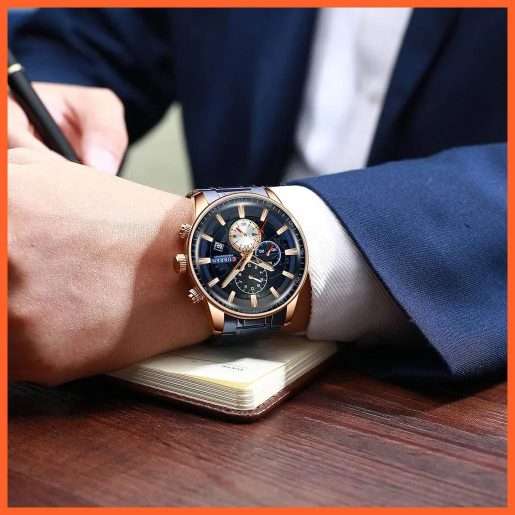 Mens Stainless Steel Top Brand Luxury Watches Casual Chronograph Quartz Wristwatch For Male