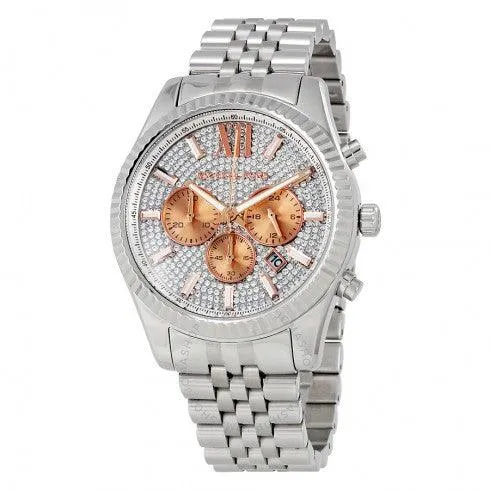Michael Kors MK8515 Lexington Crystal Pave Dial Men Chronograph Watch