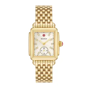 Michele Deco Mid 18K Gold Diamond Dial Watch
