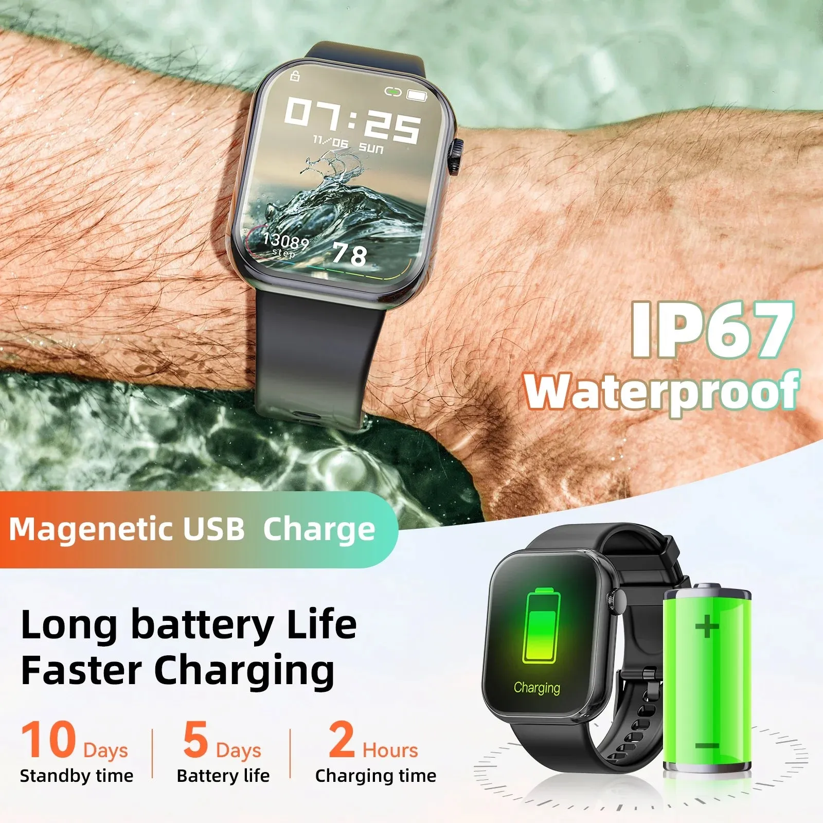 Mingdaln 2024 New 1.85-inch Men Women's Smartwatch with Answer Make Calls 100 Sports Modes Message Reminder, IP67 Waterproof Fitness Tracker for Android IPhone DevicesPerfect for Holiday Gifts