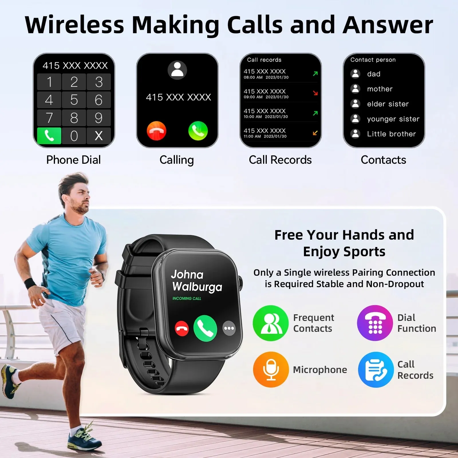 Mingdaln 2024 New 1.85-inch Men Women's Smartwatch with Answer Make Calls 100 Sports Modes Message Reminder, IP67 Waterproof Fitness Tracker for Android IPhone DevicesPerfect for Holiday Gifts