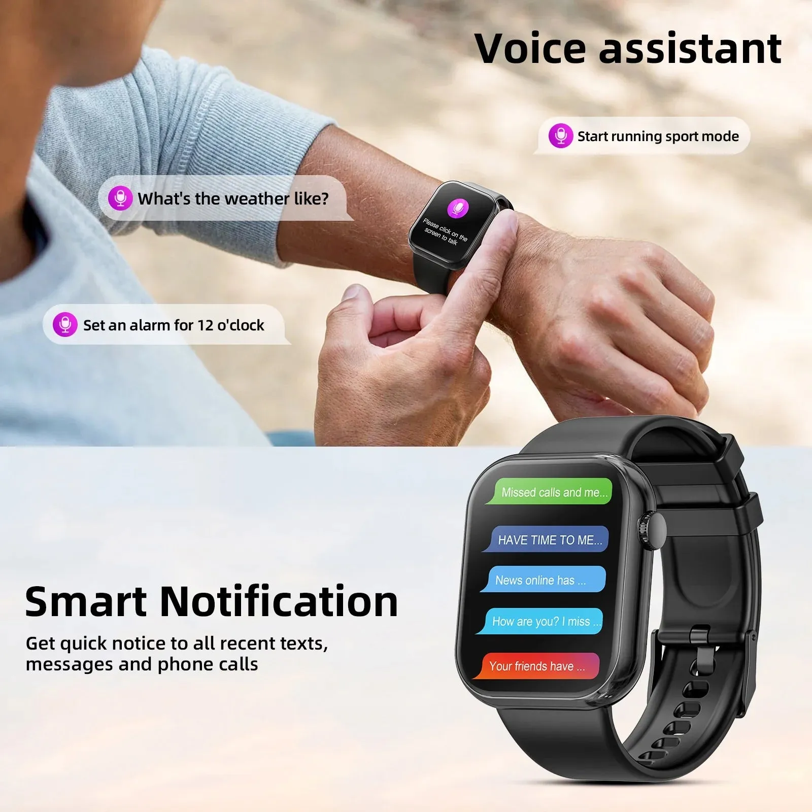 Mingdaln 2024 New 1.85-inch Men Women's Smartwatch with Answer Make Calls 100 Sports Modes Message Reminder, IP67 Waterproof Fitness Tracker for Android IPhone DevicesPerfect for Holiday Gifts