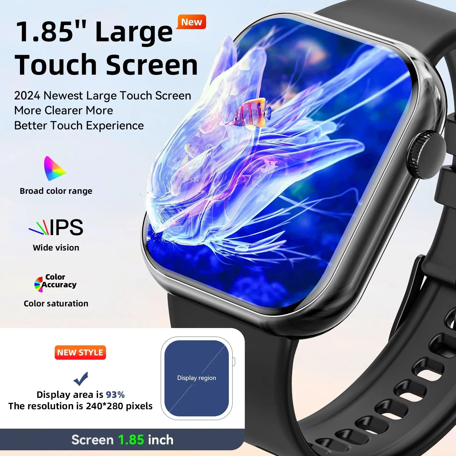 Mingdaln 2024 New 1.85-inch Men Women's Smartwatch with Answer Make Calls 100 Sports Modes Message Reminder, IP67 Waterproof Fitness Tracker for Android IPhone DevicesPerfect for Holiday Gifts