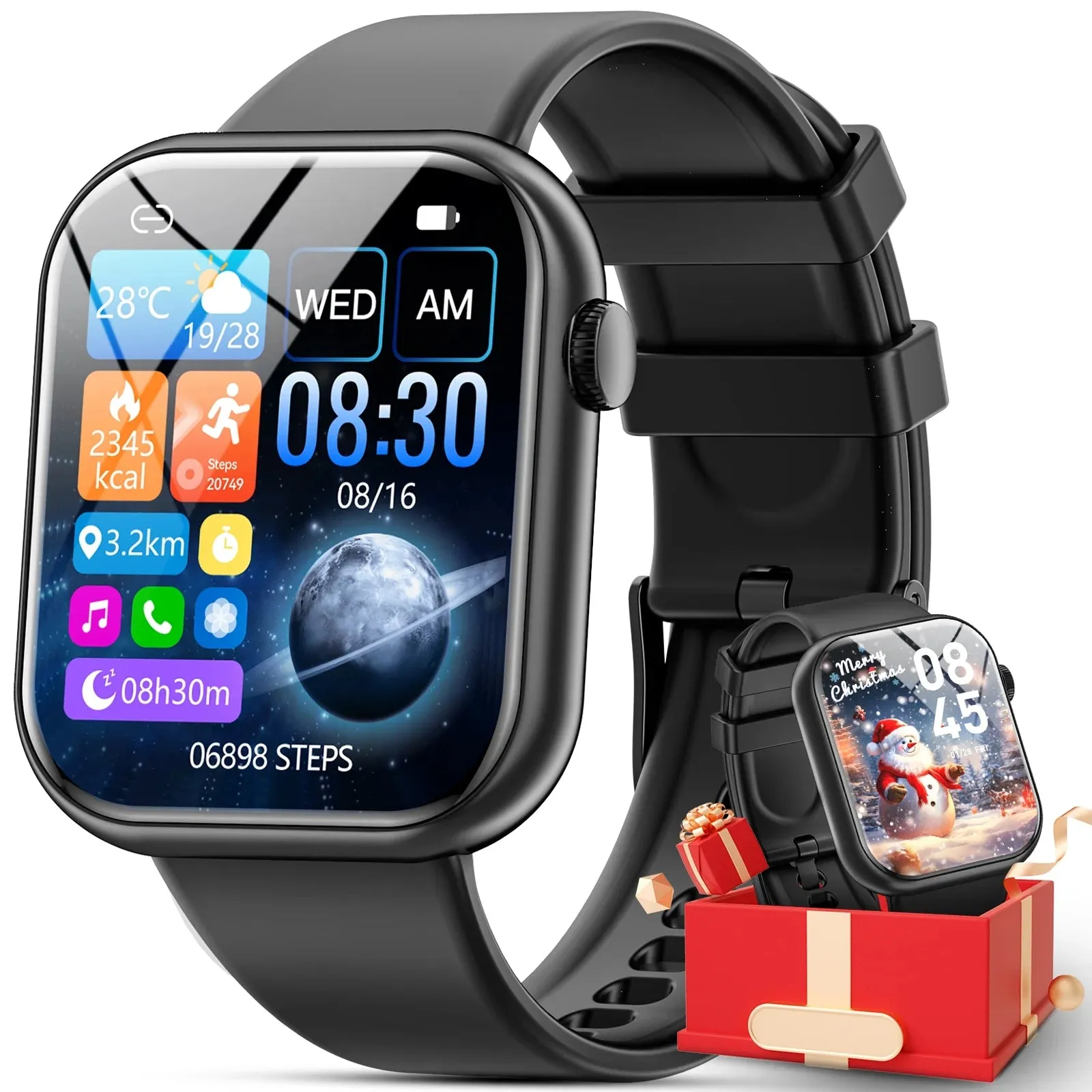 Mingdaln 2024 New 1.85-inch Men Women's Smartwatch with Answer Make Calls 100 Sports Modes Message Reminder, IP67 Waterproof Fitness Tracker for Android IPhone DevicesPerfect for Holiday Gifts