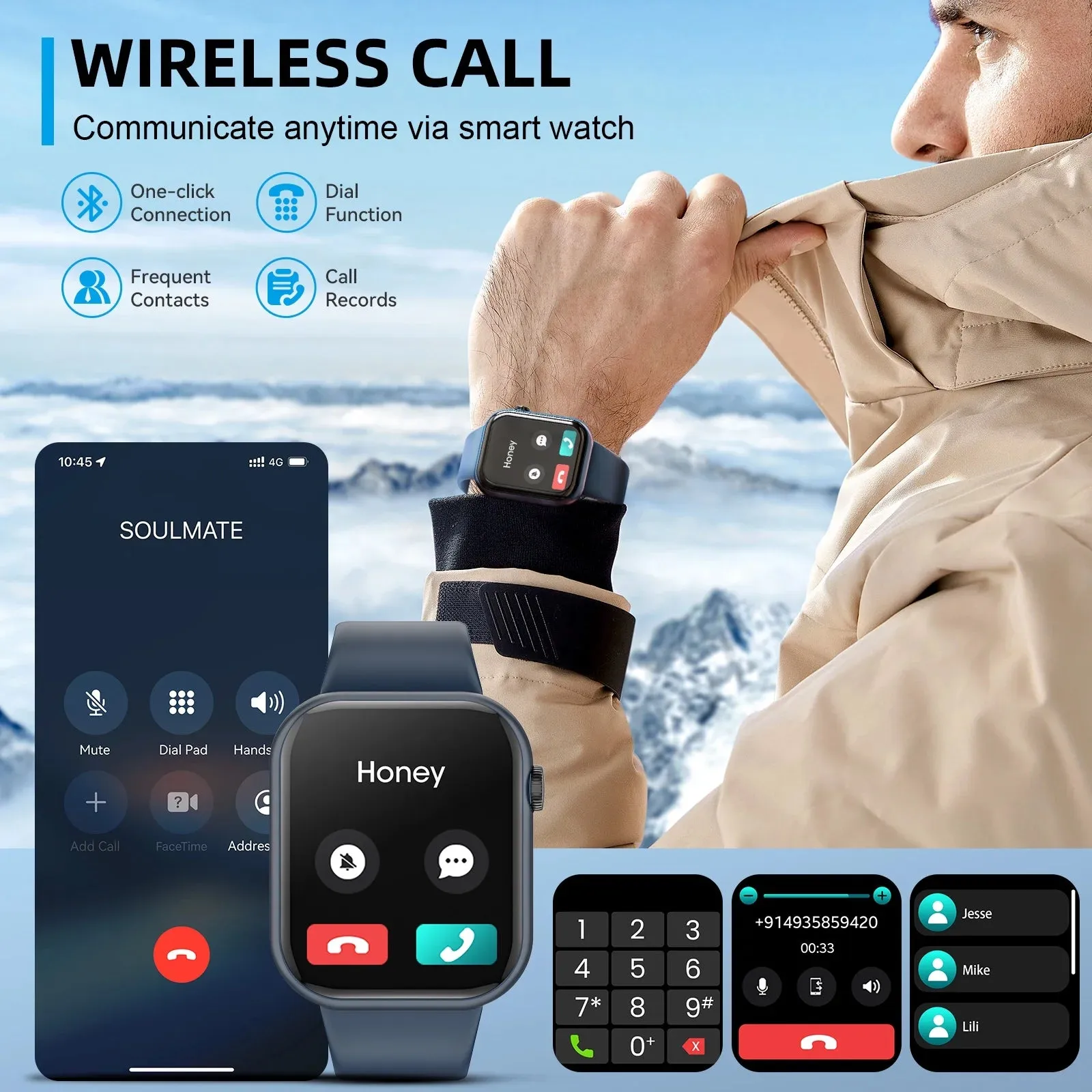 Mingdaln 2024 New 1.85 inch Men's Women's Smart Watch with Answer/Make Calls/Message Reminders with Fitness Tracker for Android iPhone DevicesPerfect for Holiday Gifts