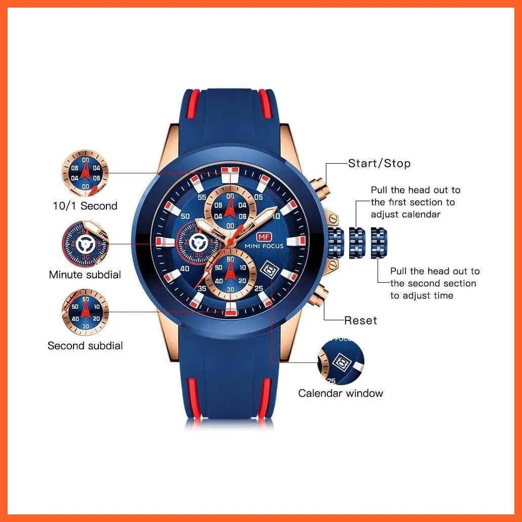Mini Chronograph Mens Watches | Branded Luxury Casual Sport Date Quartz Silicone Wristwatches Waterproof Men'S Wristwatch