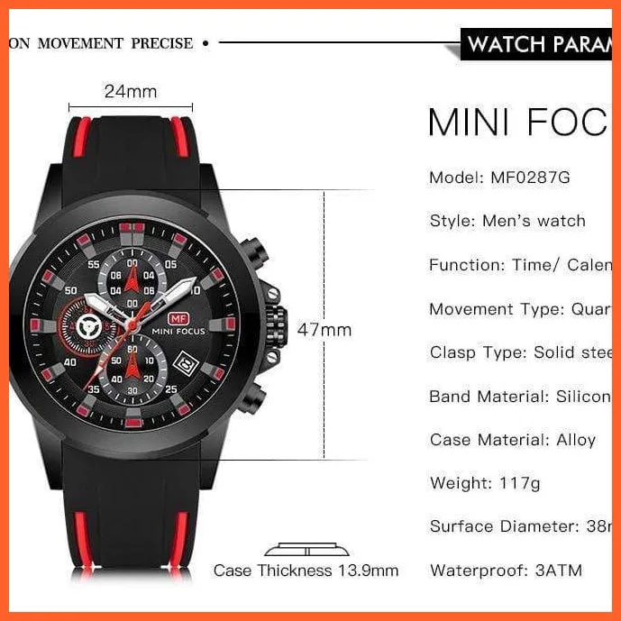 Mini Chronograph Mens Watches | Branded Luxury Casual Sport Date Quartz Silicone Wristwatches Waterproof Men'S Wristwatch