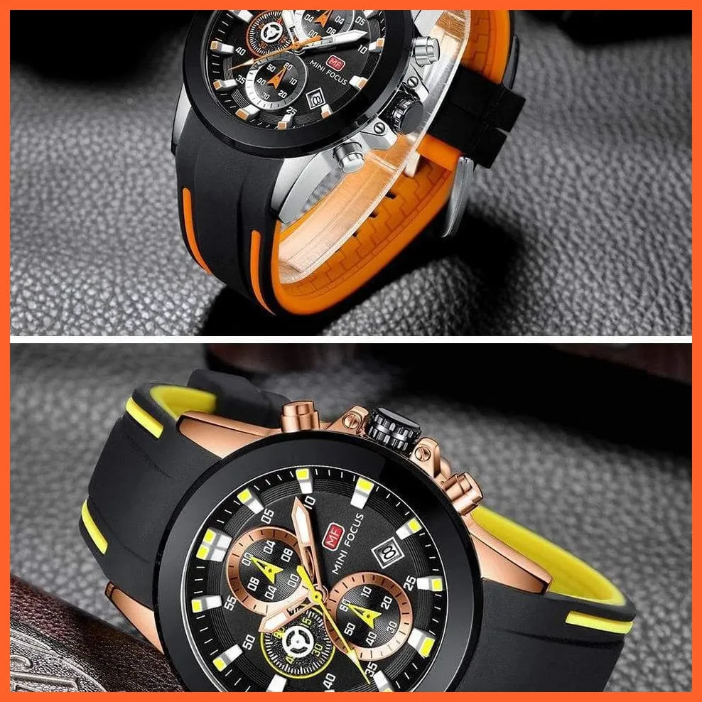 Mini Chronograph Mens Watches | Branded Luxury Casual Sport Date Quartz Silicone Wristwatches Waterproof Men'S Wristwatch