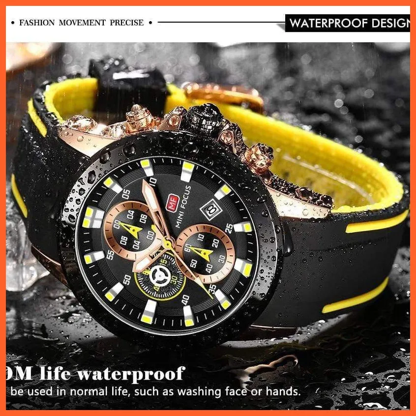 Mini Chronograph Mens Watches | Branded Luxury Casual Sport Date Quartz Silicone Wristwatches Waterproof Men'S Wristwatch