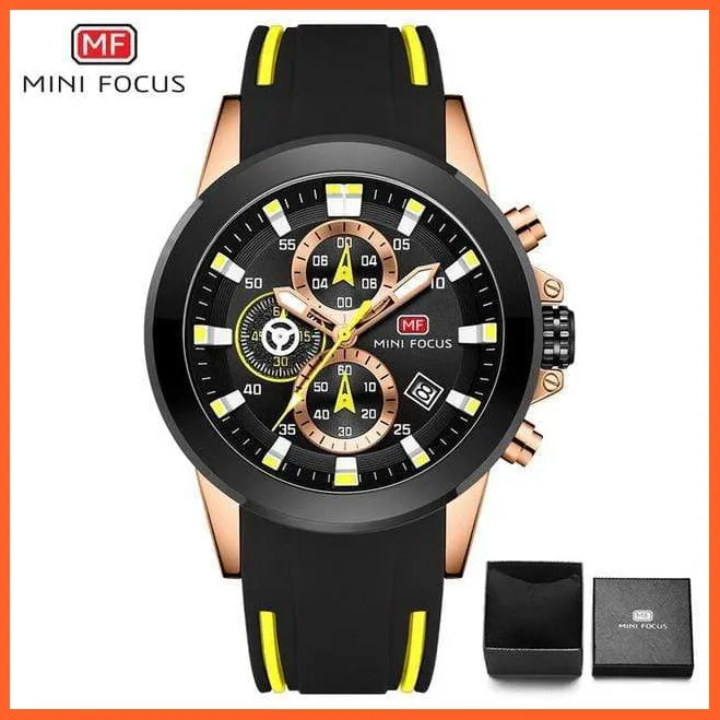 Mini Chronograph Mens Watches | Branded Luxury Casual Sport Date Quartz Silicone Wristwatches Waterproof Men'S Wristwatch