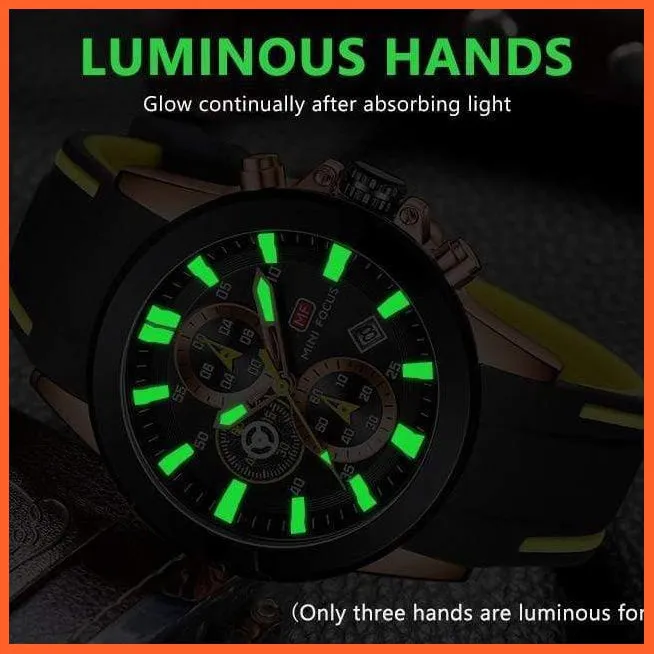 Mini Chronograph Mens Watches | Branded Luxury Casual Sport Date Quartz Silicone Wristwatches Waterproof Men'S Wristwatch