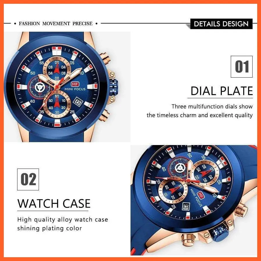 Mini Chronograph Mens Watches | Branded Luxury Casual Sport Date Quartz Silicone Wristwatches Waterproof Men'S Wristwatch