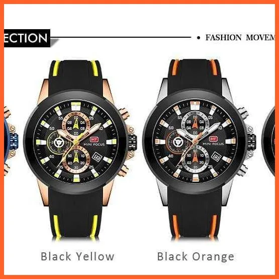 Mini Chronograph Mens Watches | Branded Luxury Casual Sport Date Quartz Silicone Wristwatches Waterproof Men'S Wristwatch