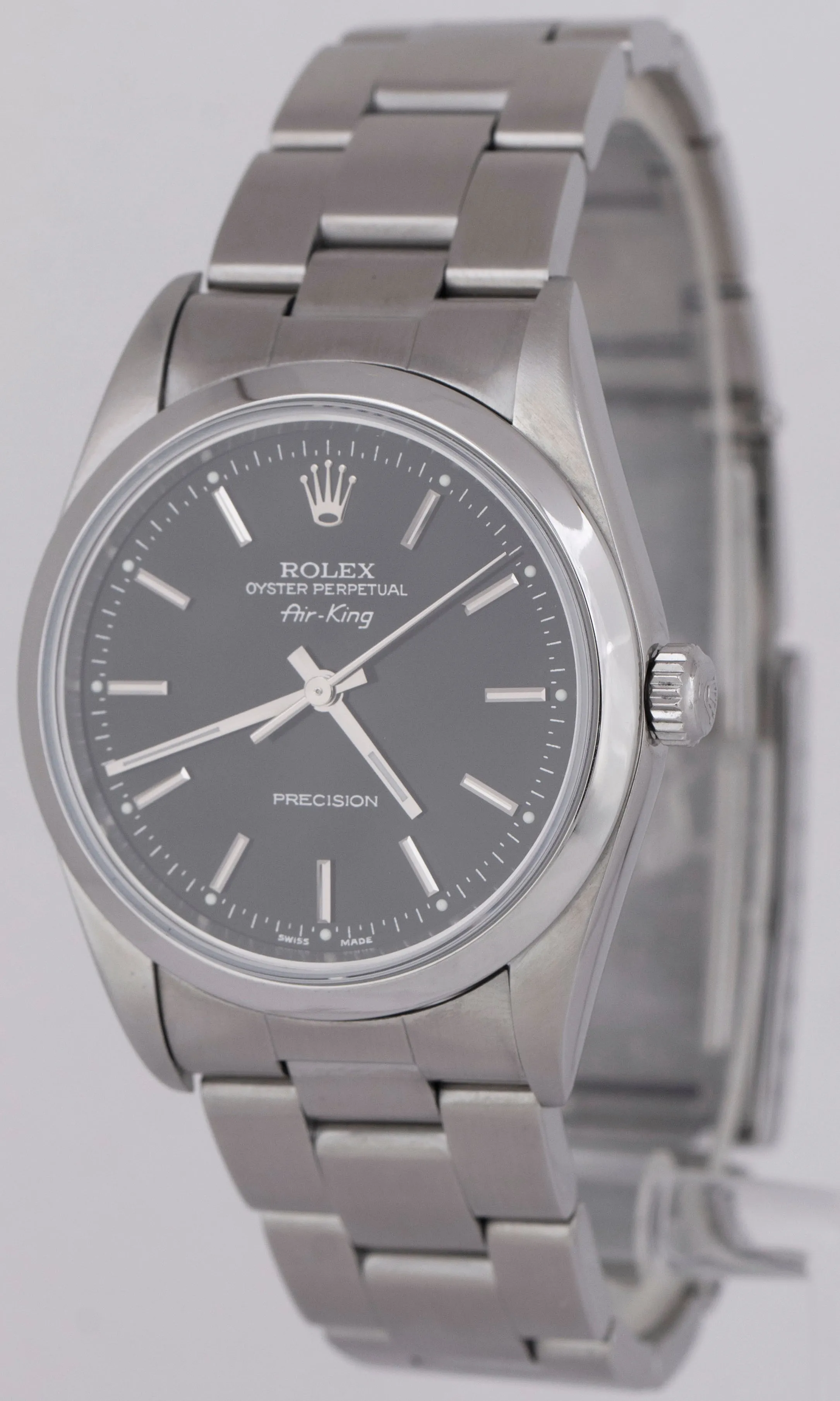 MINT Rolex Air-King Precision Black Stainless Steel Oyster 34mm Watch 14000