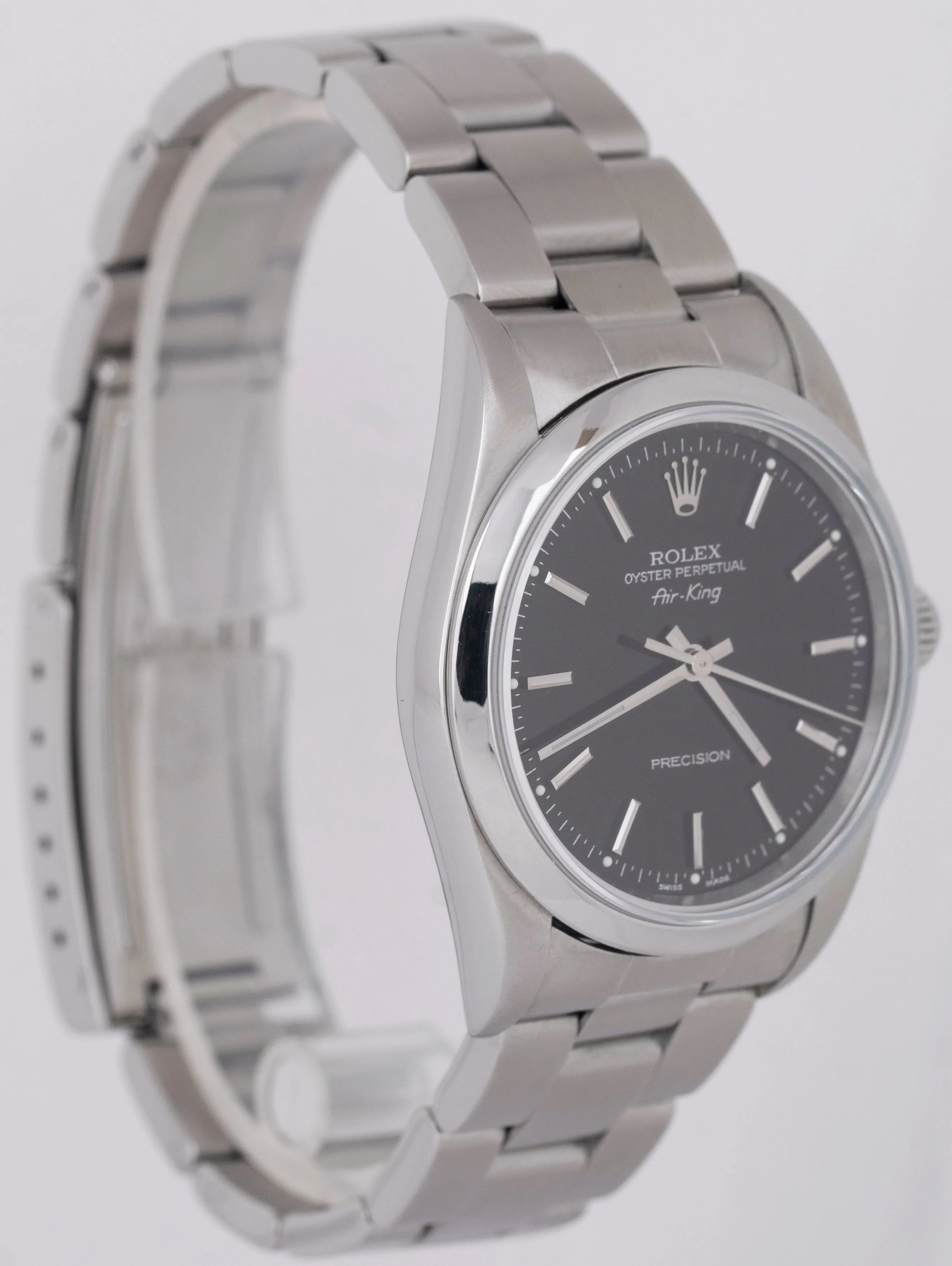 MINT Rolex Air-King Precision Black Stainless Steel Oyster 34mm Watch 14000