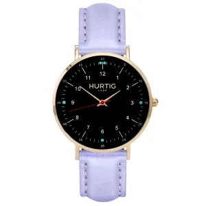 Moderna Vegan Leather Watch Gold, Black & Lilac