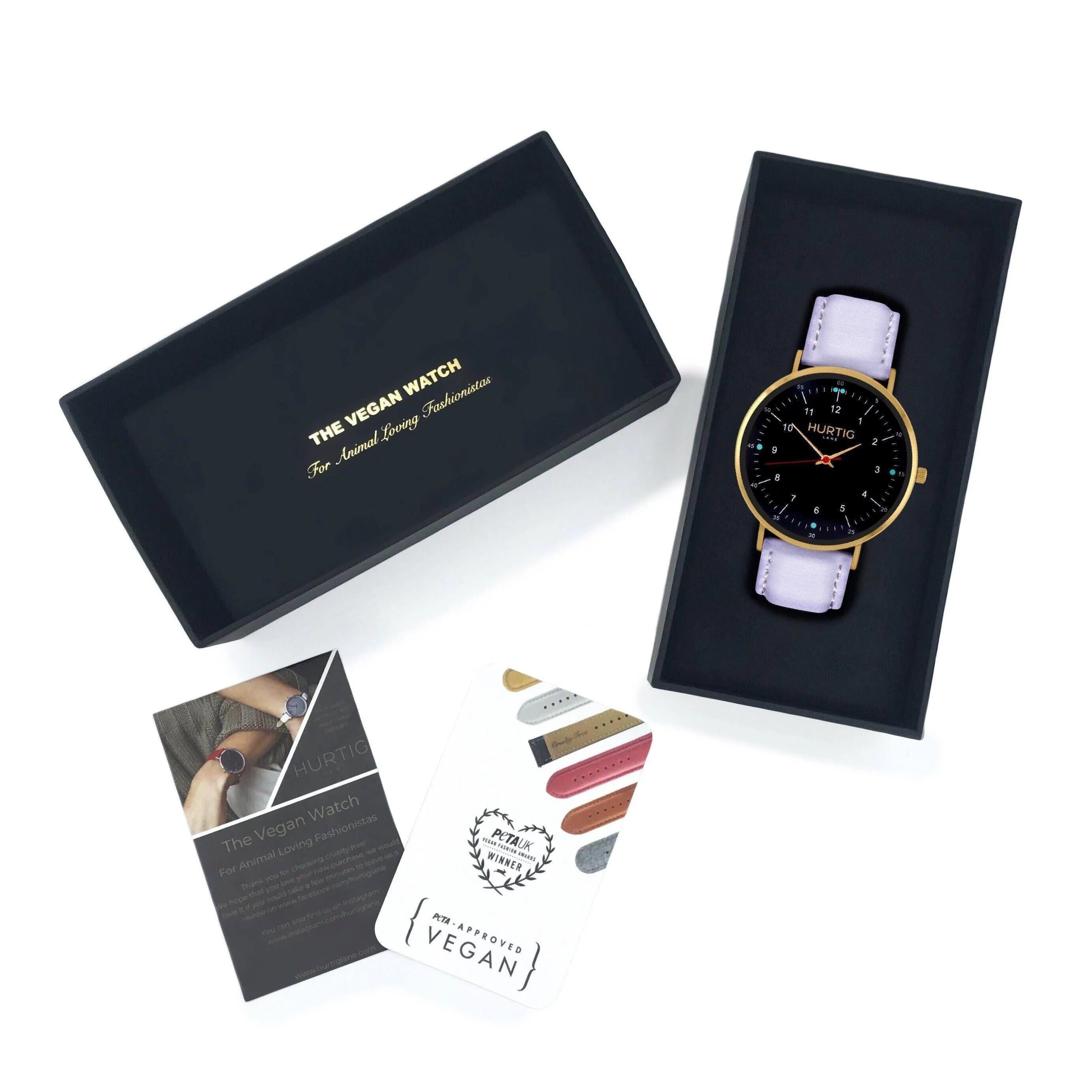 Moderna Vegan Leather Watch Gold, Black & Lilac