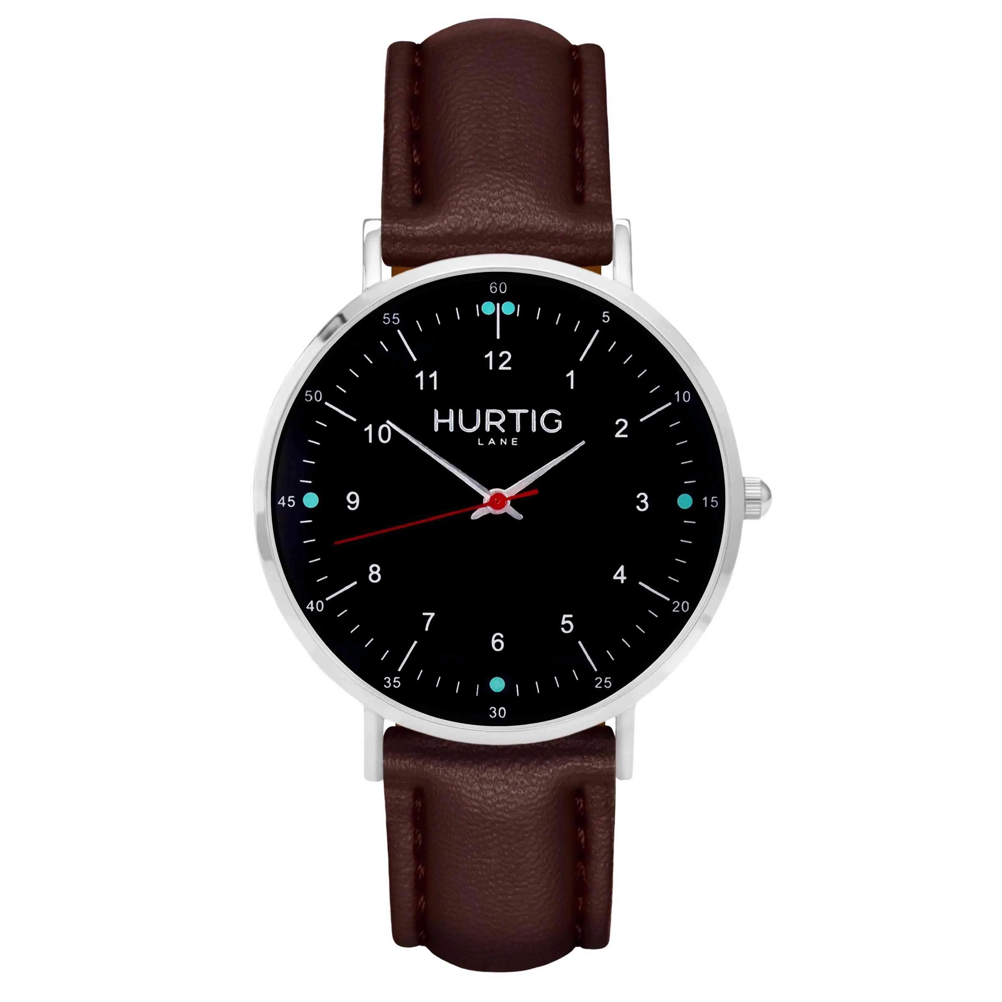 Moderna Vegan Leather Watch Silver, Black & Tan