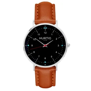 Moderna Vegan Leather Watch Silver, Black & Tan