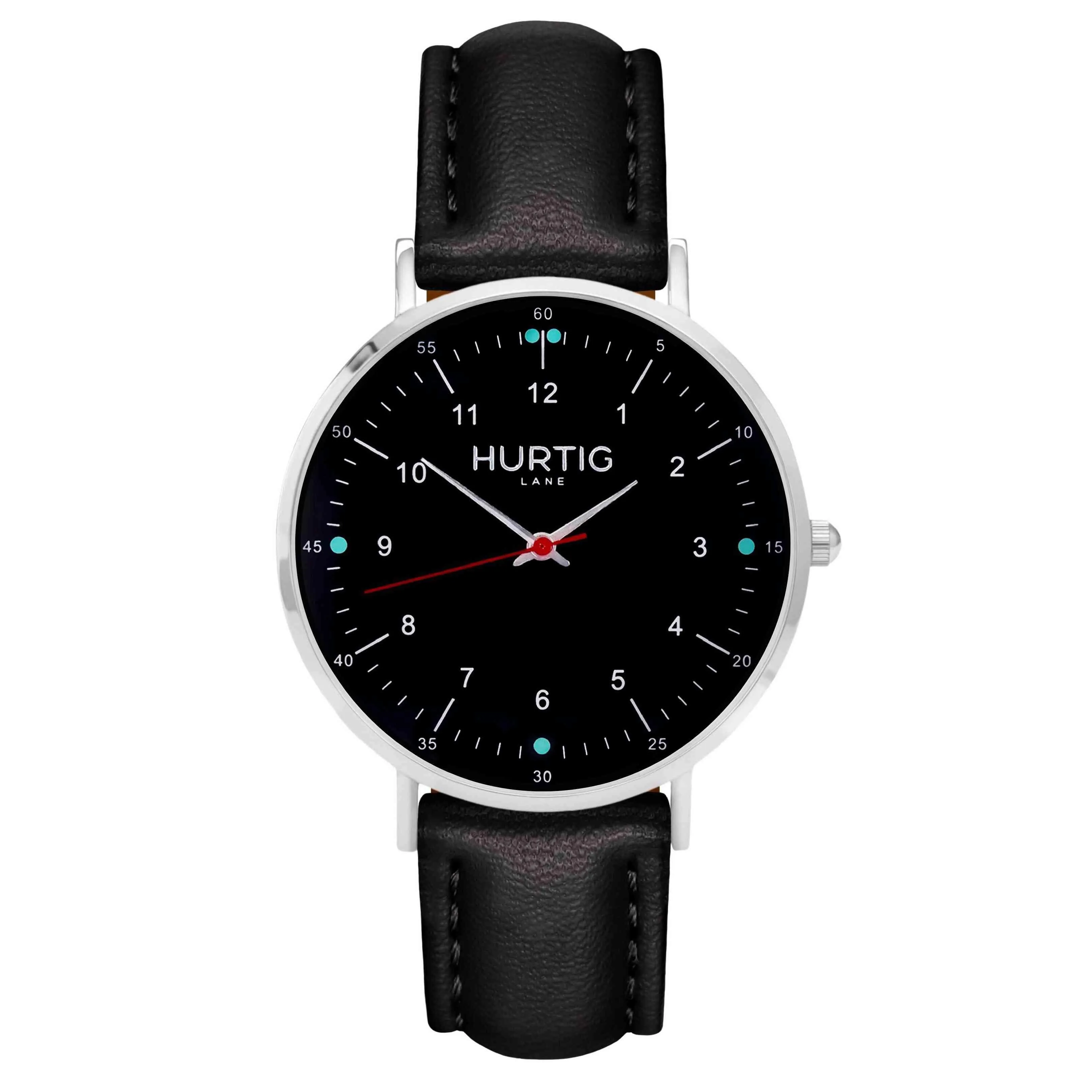 Moderna Vegan Leather Watch Silver, Black & Tan