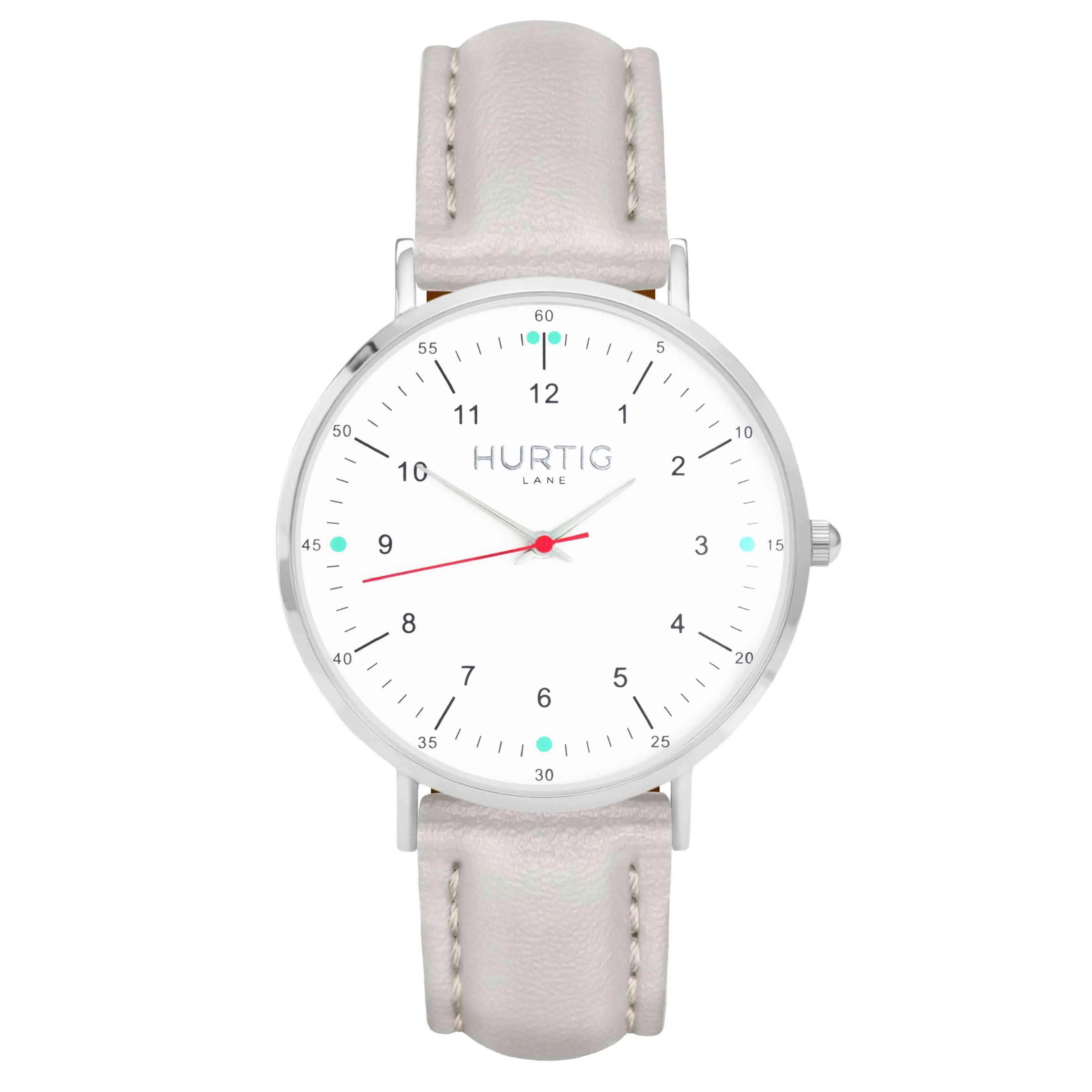 Moderna Vegan Leather Watch Silver, White & Midnight Blue