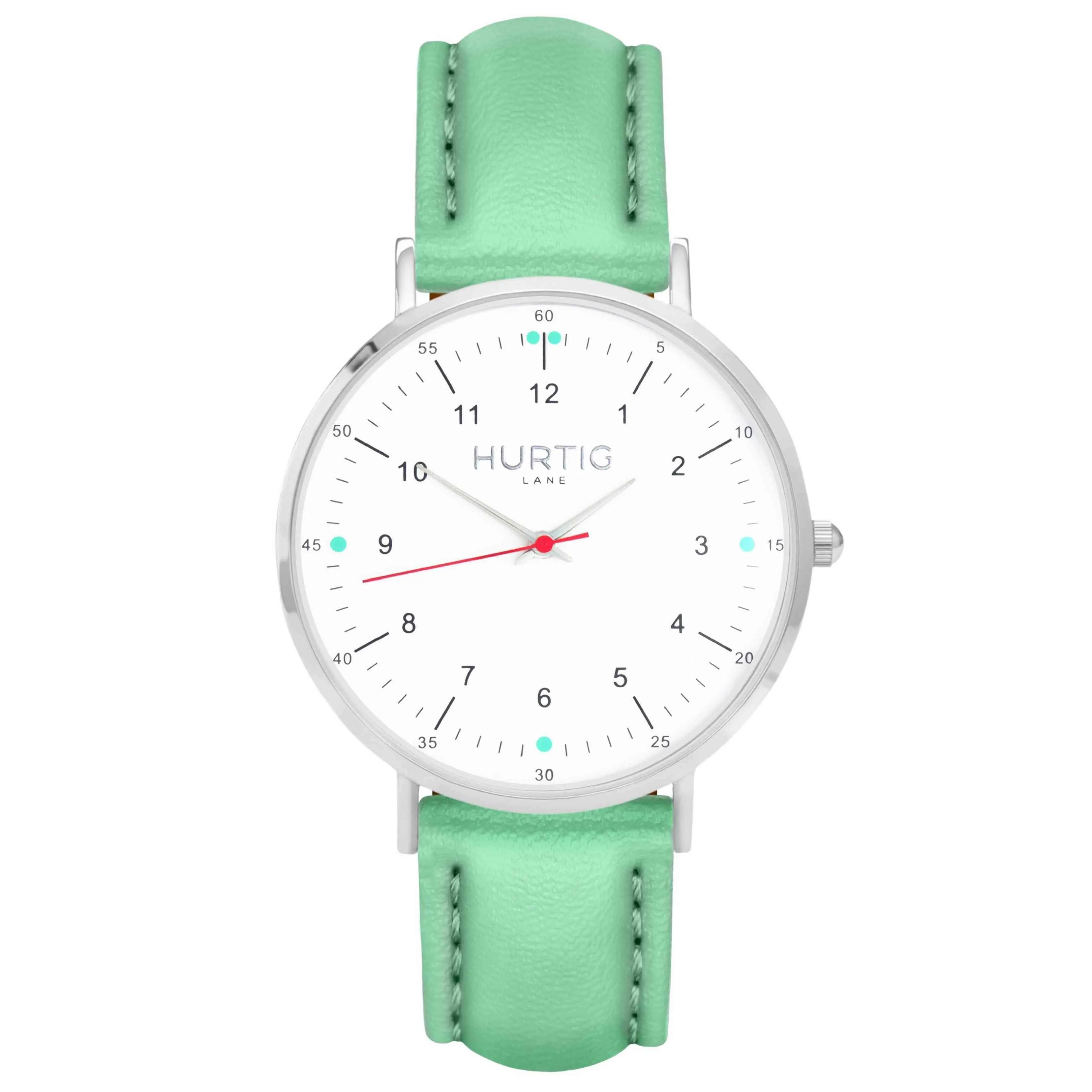 Moderna Vegan Leather Watch Silver, White & Midnight Blue