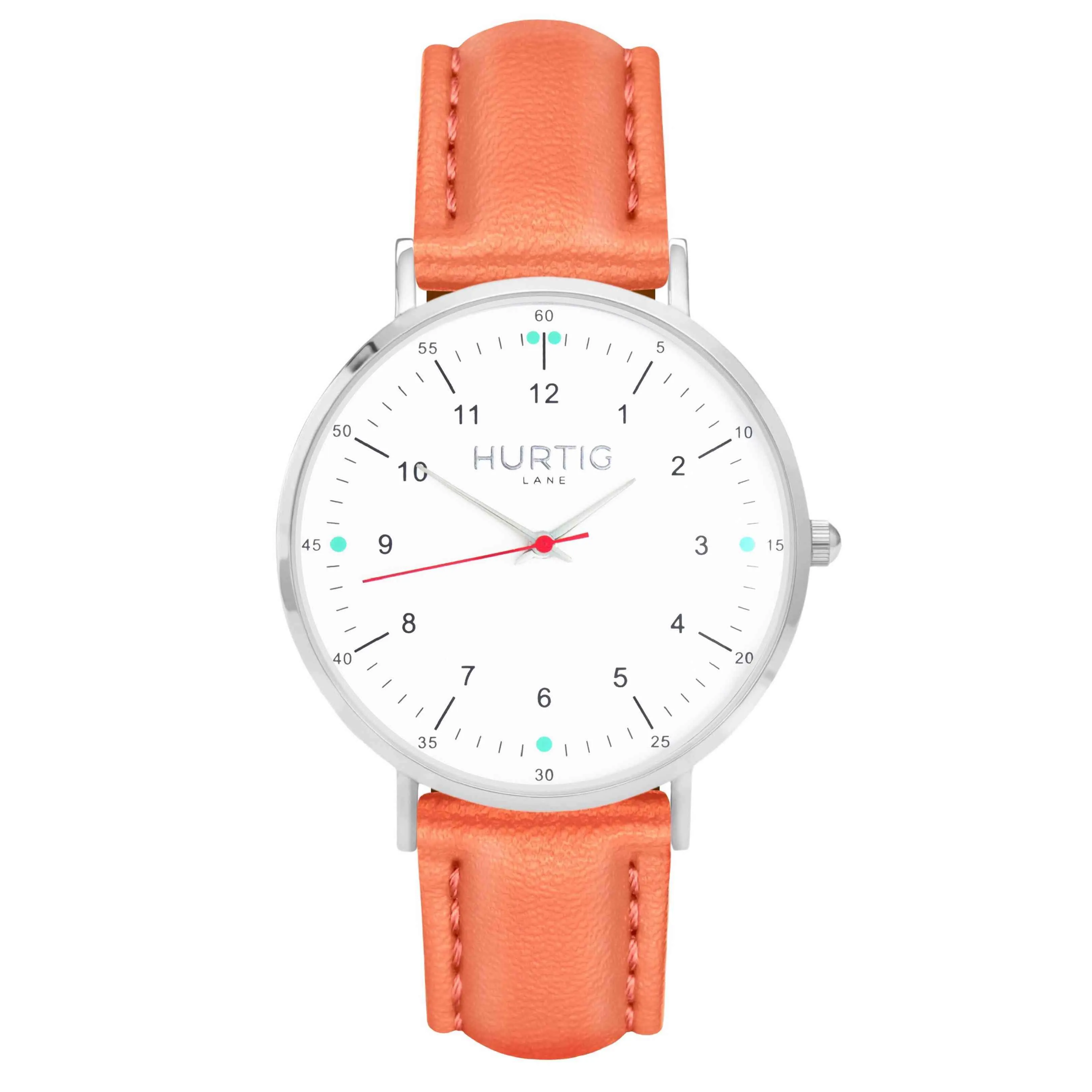 Moderna Vegan Leather Watch Silver, White & Midnight Blue