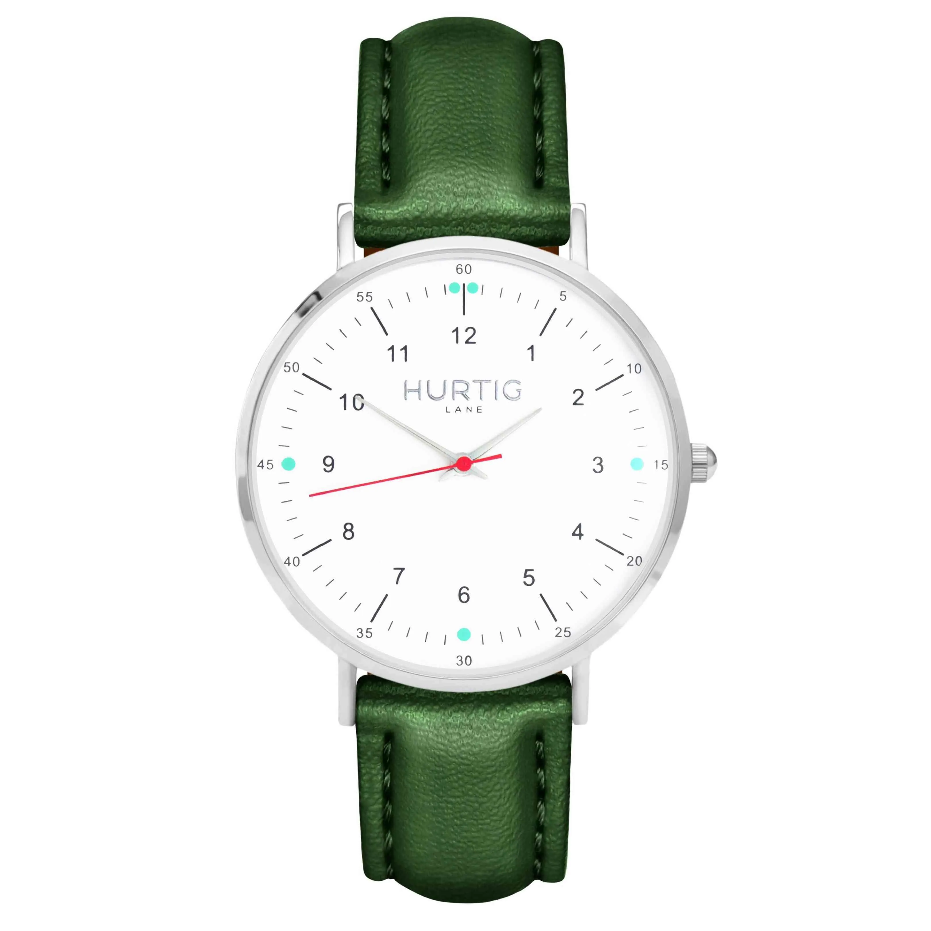 Moderna Vegan Leather Watch Silver, White & Midnight Blue