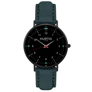 Moderno Vegan Suede Watch All Black & Forest Green