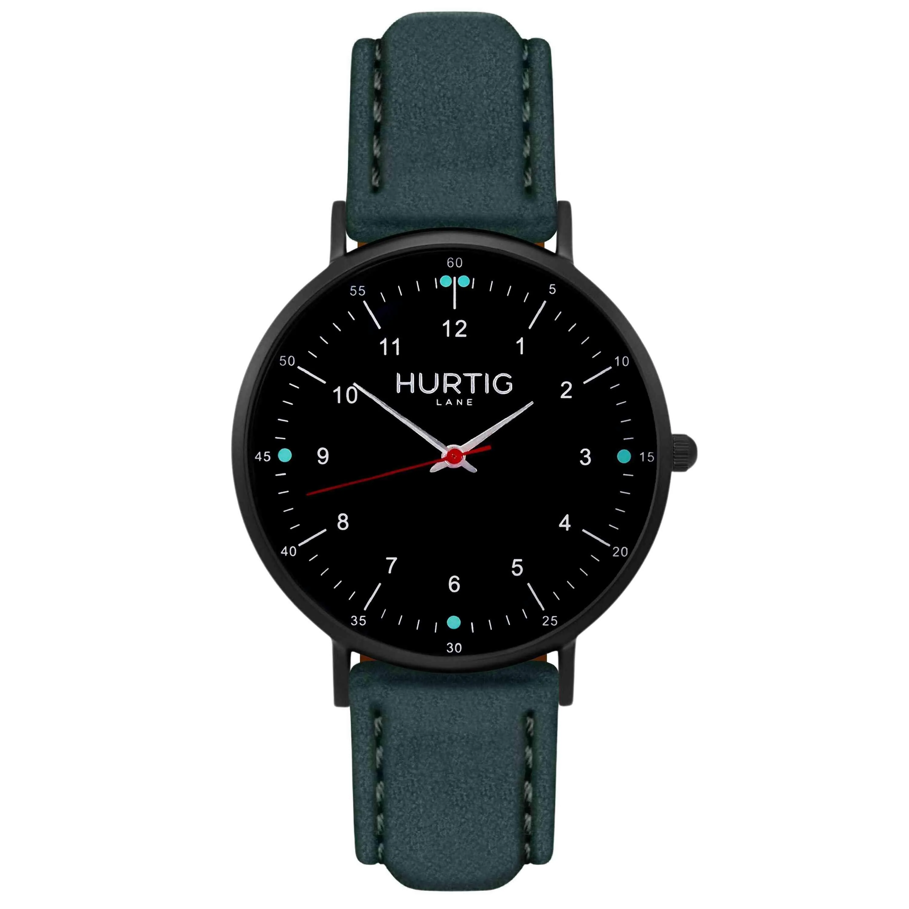 Moderno Vegan Suede Watch All Black & Forest Green