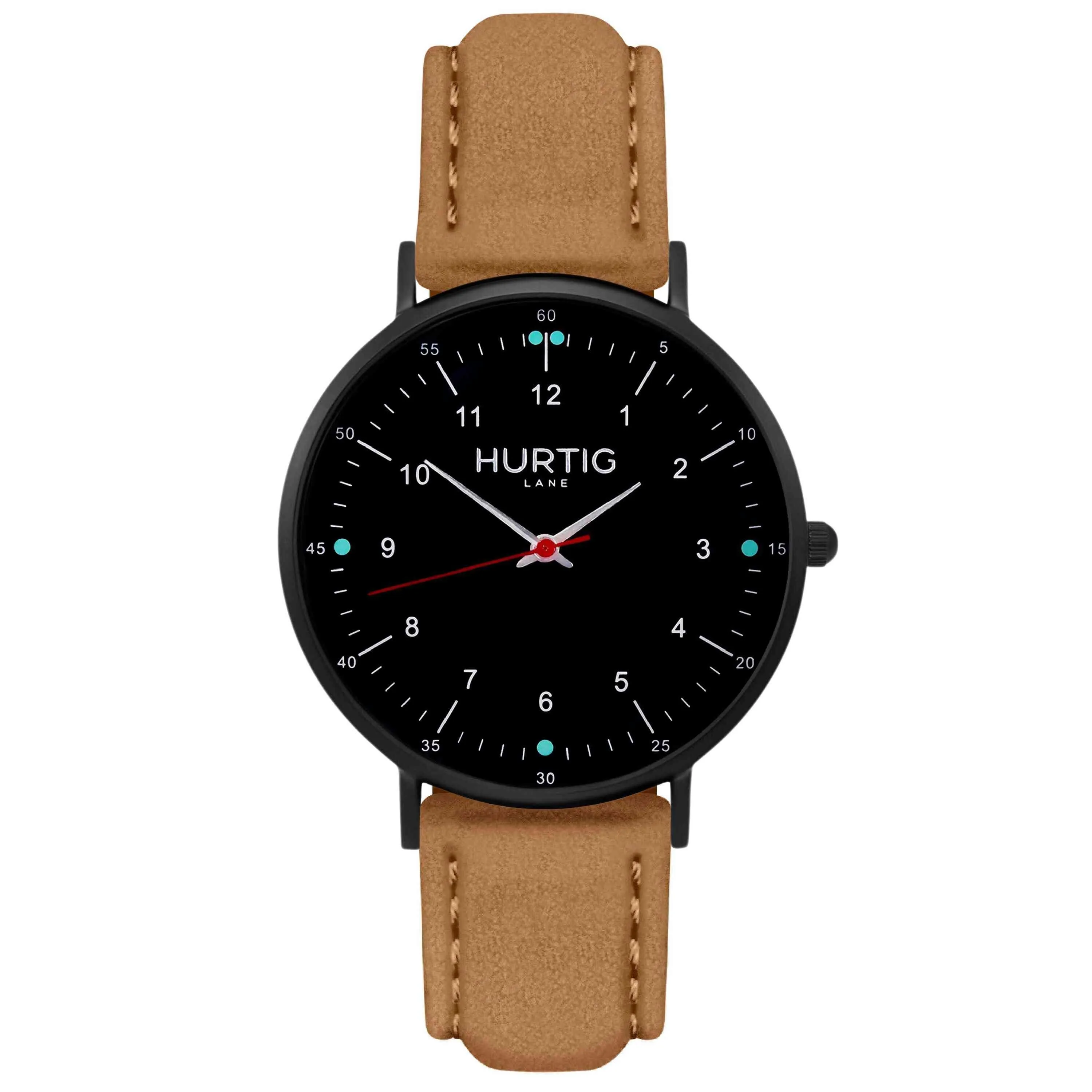 Moderno Vegan Suede Watch All Black & Forest Green
