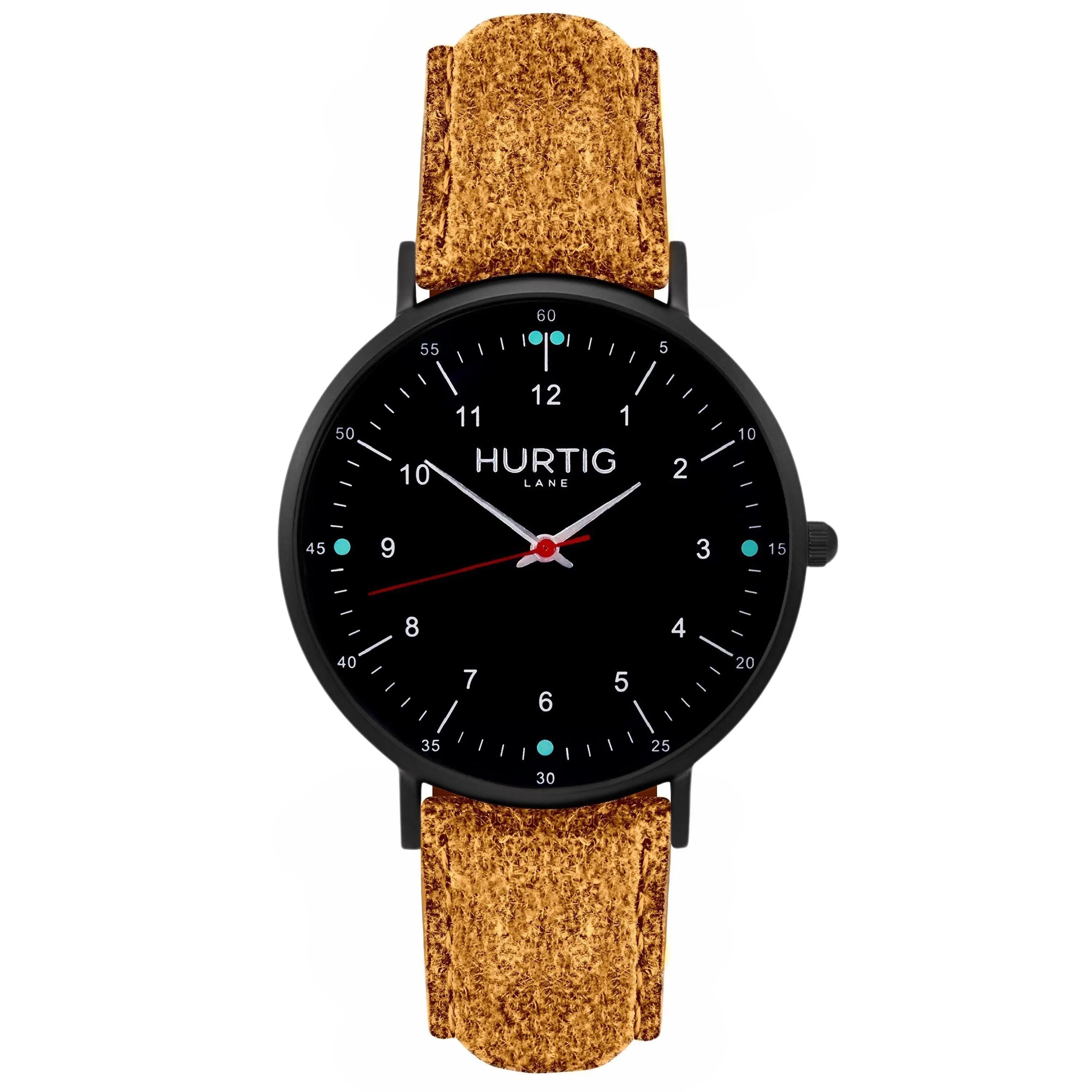 Moderno Vegan Suede Watch All Black & Forest Green