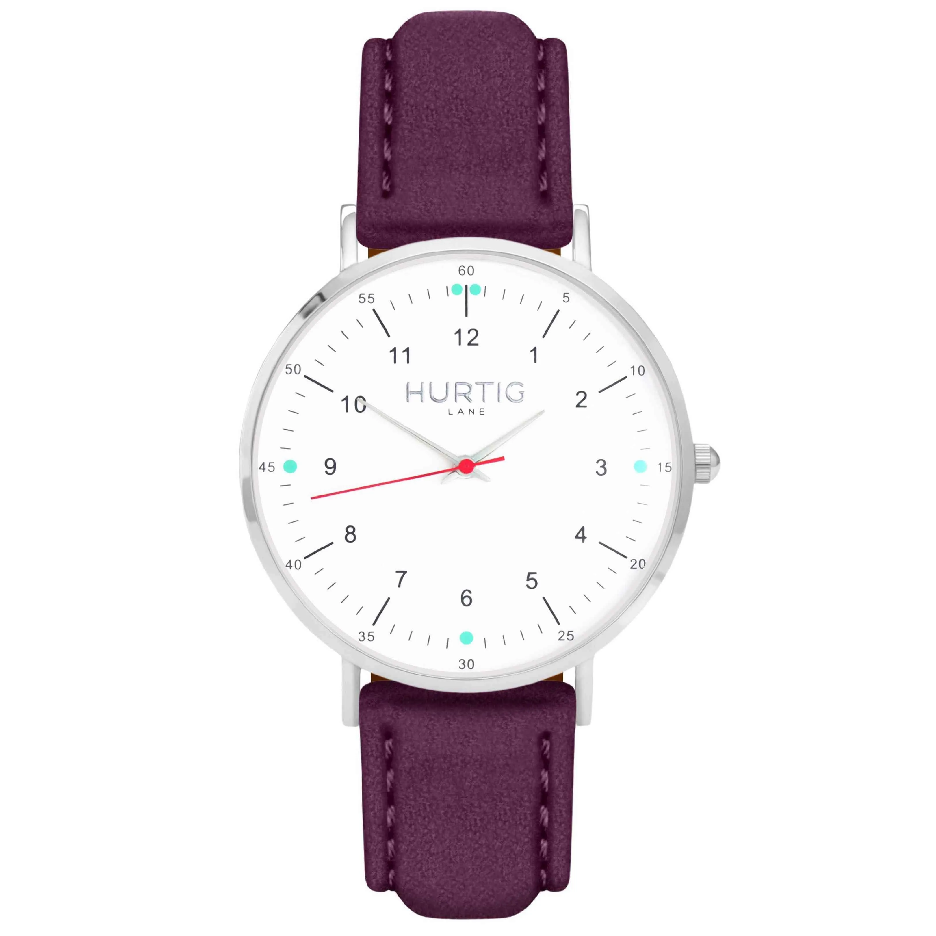 Moderno Vegan Suede Watch Silver, White & Berry