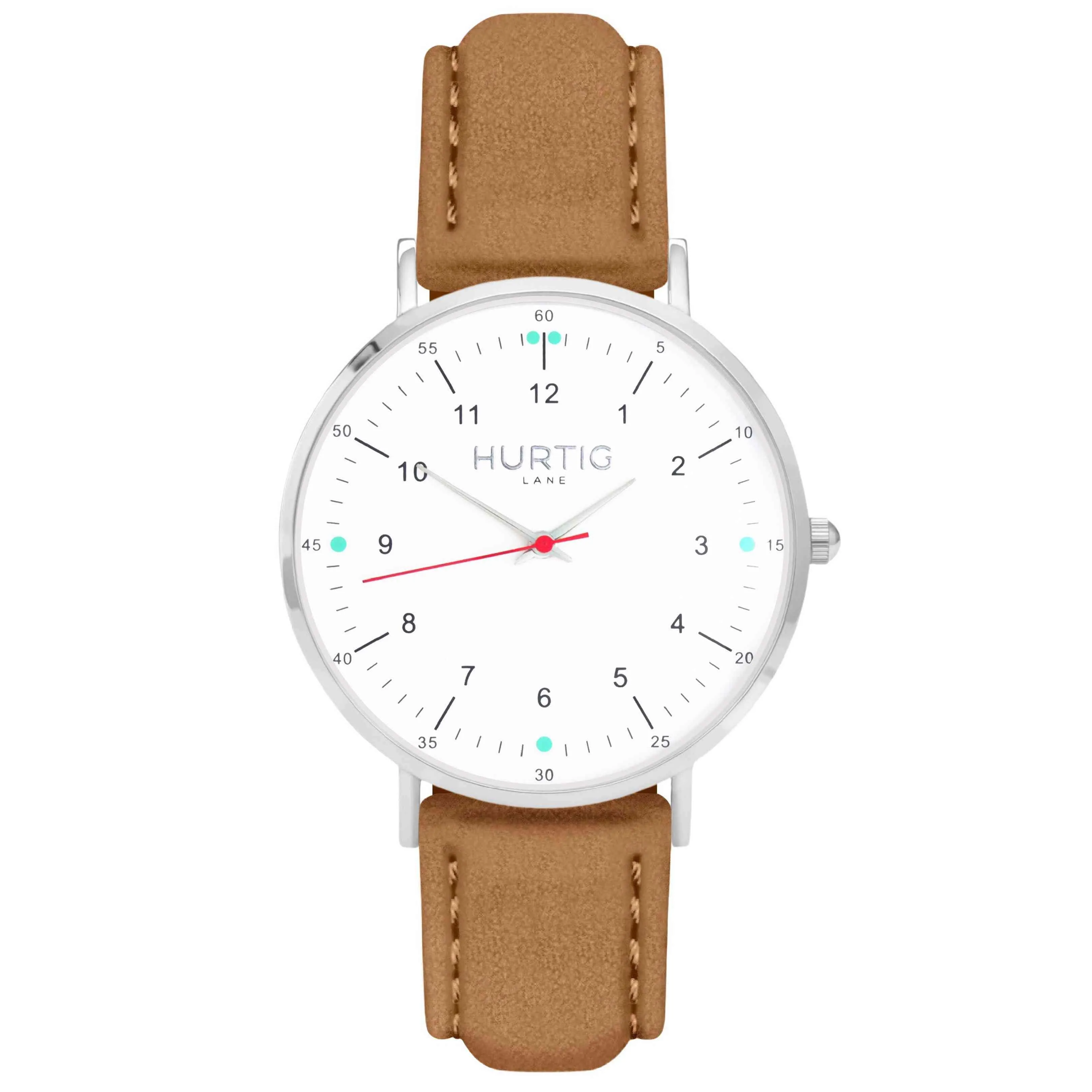 Moderno Vegan Suede Watch Silver, White & Duck Egg