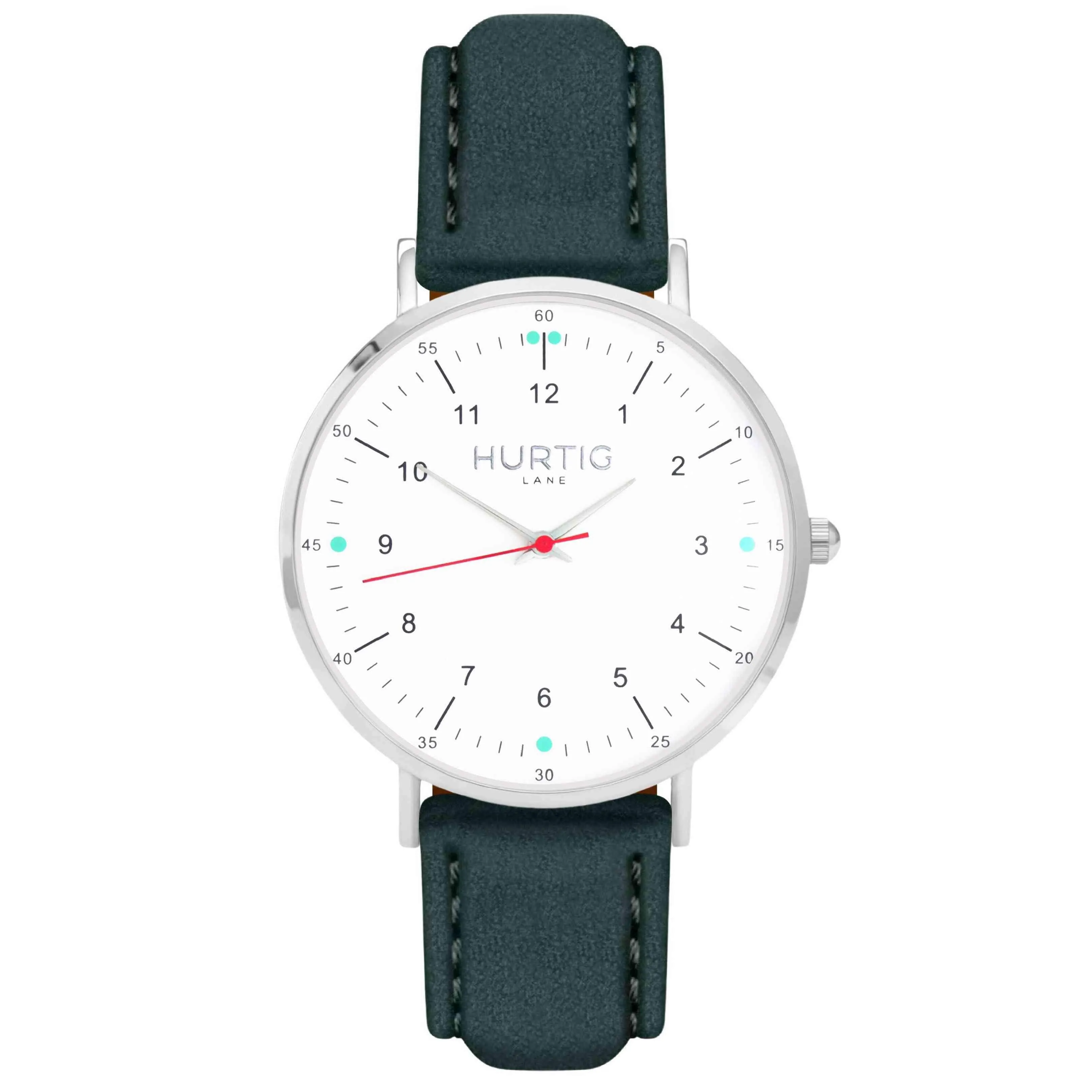 Moderno Vegan Suede Watch Silver, White & Duck Egg