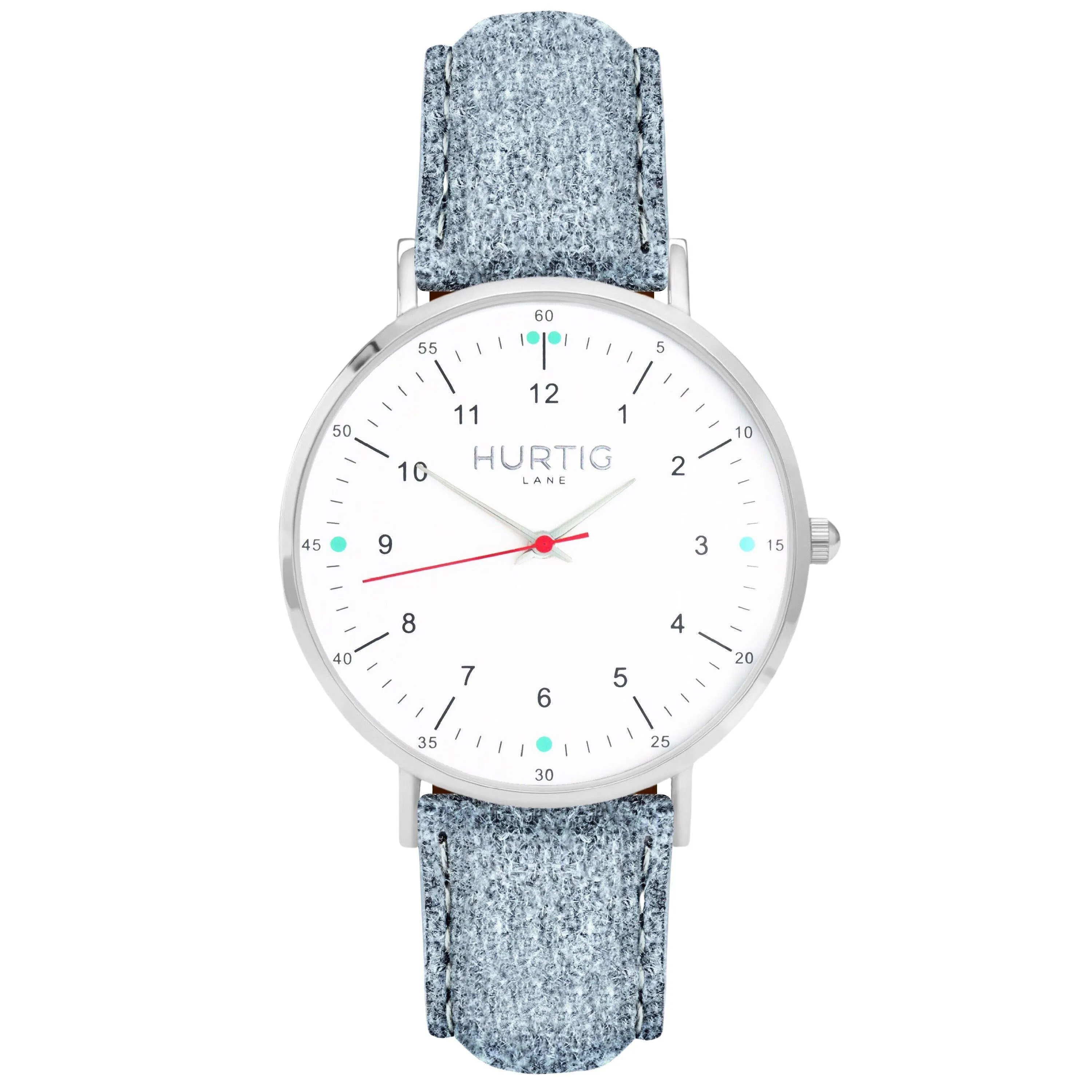 Moderno Vegan Suede Watch Silver, White & Duck Egg