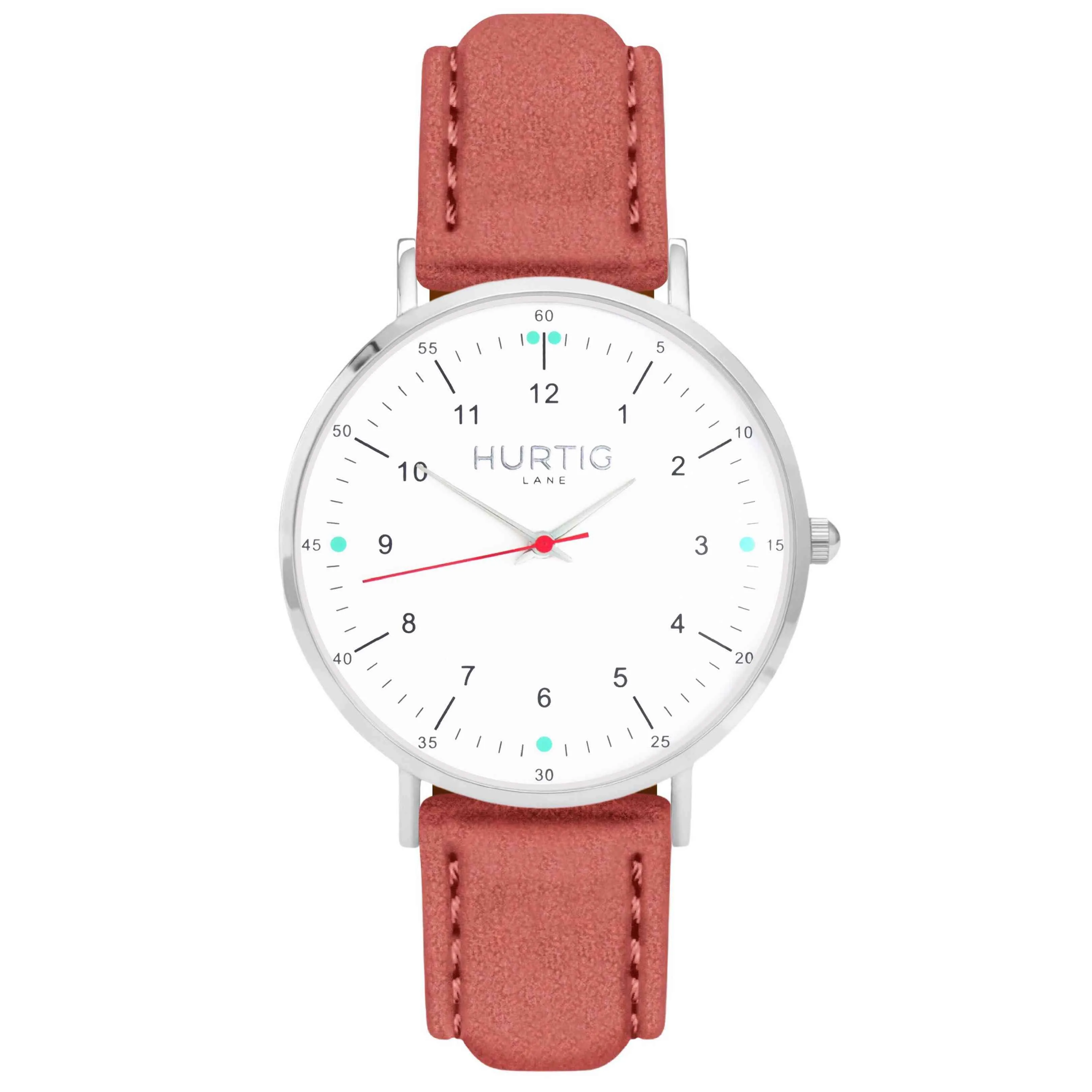 Moderno Vegan Suede Watch Silver, White & Duck Egg