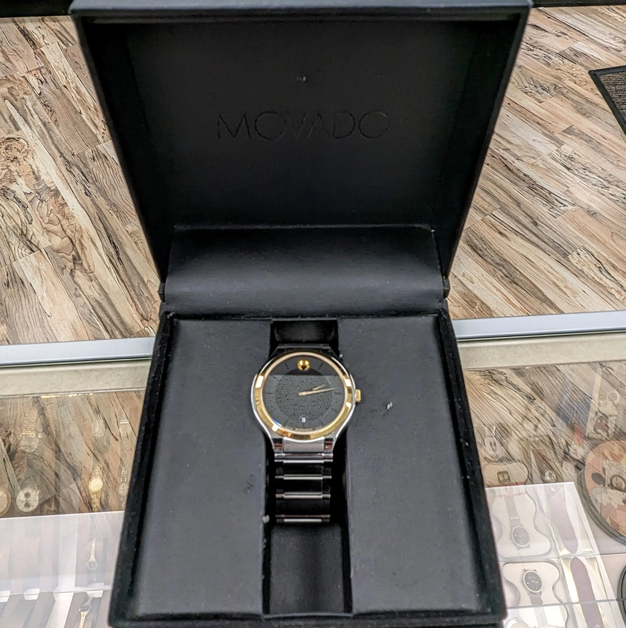 MOVADO Quadro Watch Date Indicator Two-Tone Case S.S. Bracelet Ref. 0606480 - In BOX!