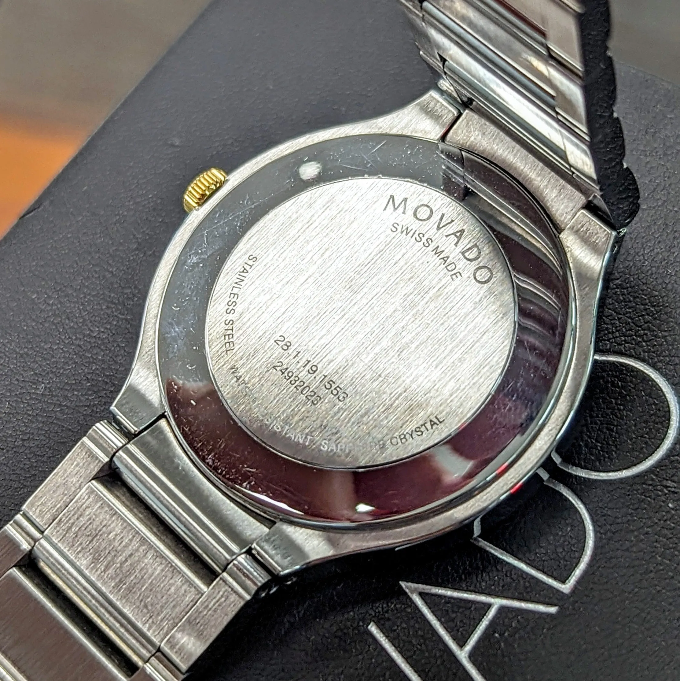 MOVADO Quadro Watch Date Indicator Two-Tone Case S.S. Bracelet Ref. 0606480 - In BOX!