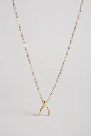 MYSTERYJOY | WISHBONE PM SEMI-PAVED NECKLACE