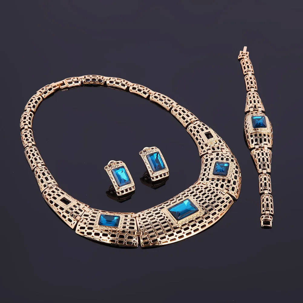 New Electroplating Alloy Gemstone Jewelry Set