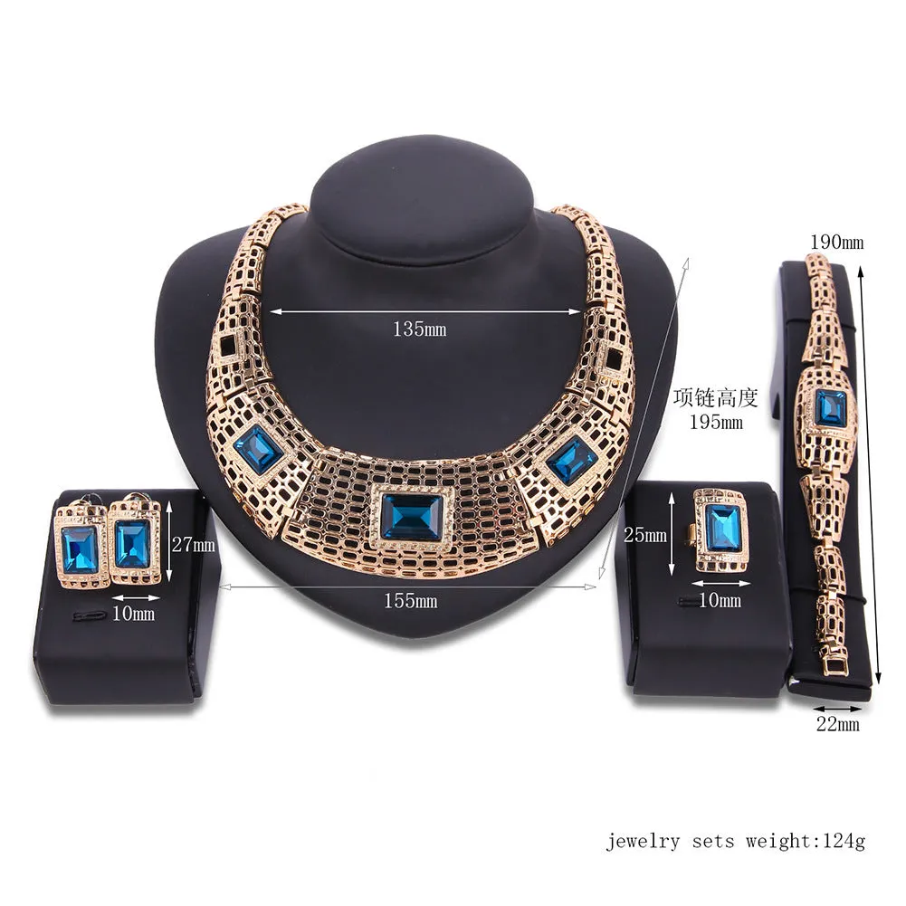 New Electroplating Alloy Gemstone Jewelry Set