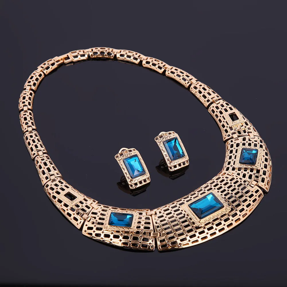New Electroplating Alloy Gemstone Jewelry Set