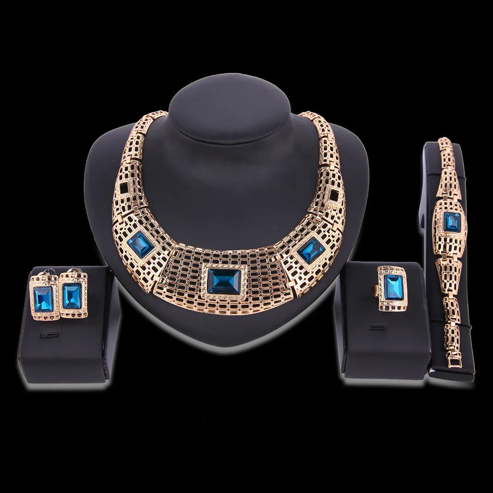 New Electroplating Alloy Gemstone Jewelry Set