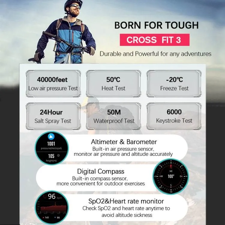 NORTH EDGE CROSS FIT3 Stylish Bluetooth Sports Smart Watch with Advanced Health Monitoring and Multiple Activity Modes