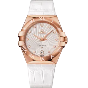 Omega Constellation 35 mm, red gold on leather strap