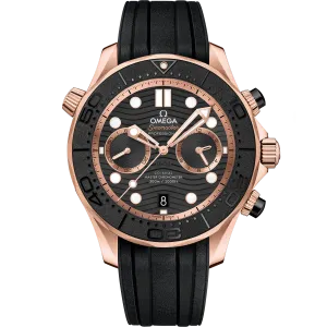 Omega Seamaster Diver 300M 44 mm, Sedna™ gold on rubber strap