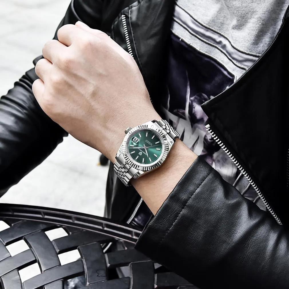 Pagani Design Watches for Men NH35 Movement Automatic Watch Stainless Steel Sapphire Glass 42MM Stair Shape Bezel 100M Water Resistant Men's Wrist Watches