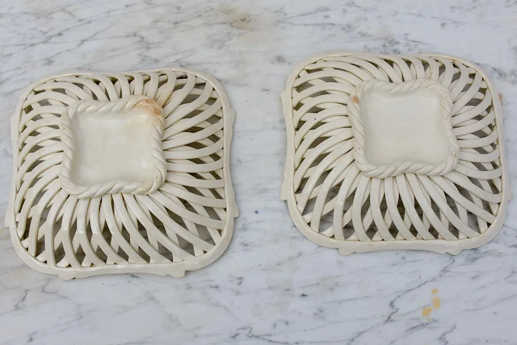 Pair of pretty ceramic woven plates
